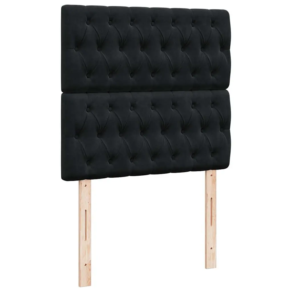 Box Spring Bed King Single Black Velvet Pocket Spring Height Adjustable Headboard