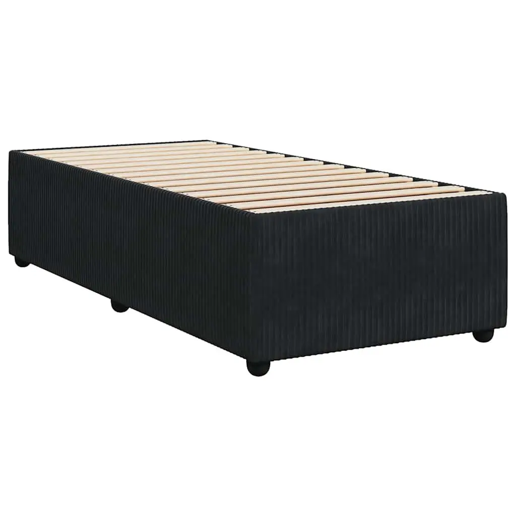 Box Spring Bed King Single Black Velvet Pocket Spring Height Adjustable Headboard