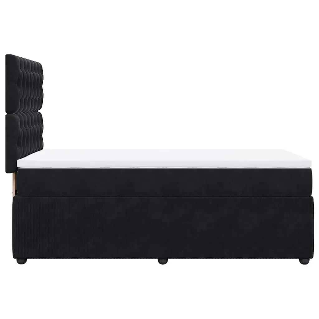 Box Spring Bed King Single Black Velvet Pocket Spring Height Adjustable Headboard