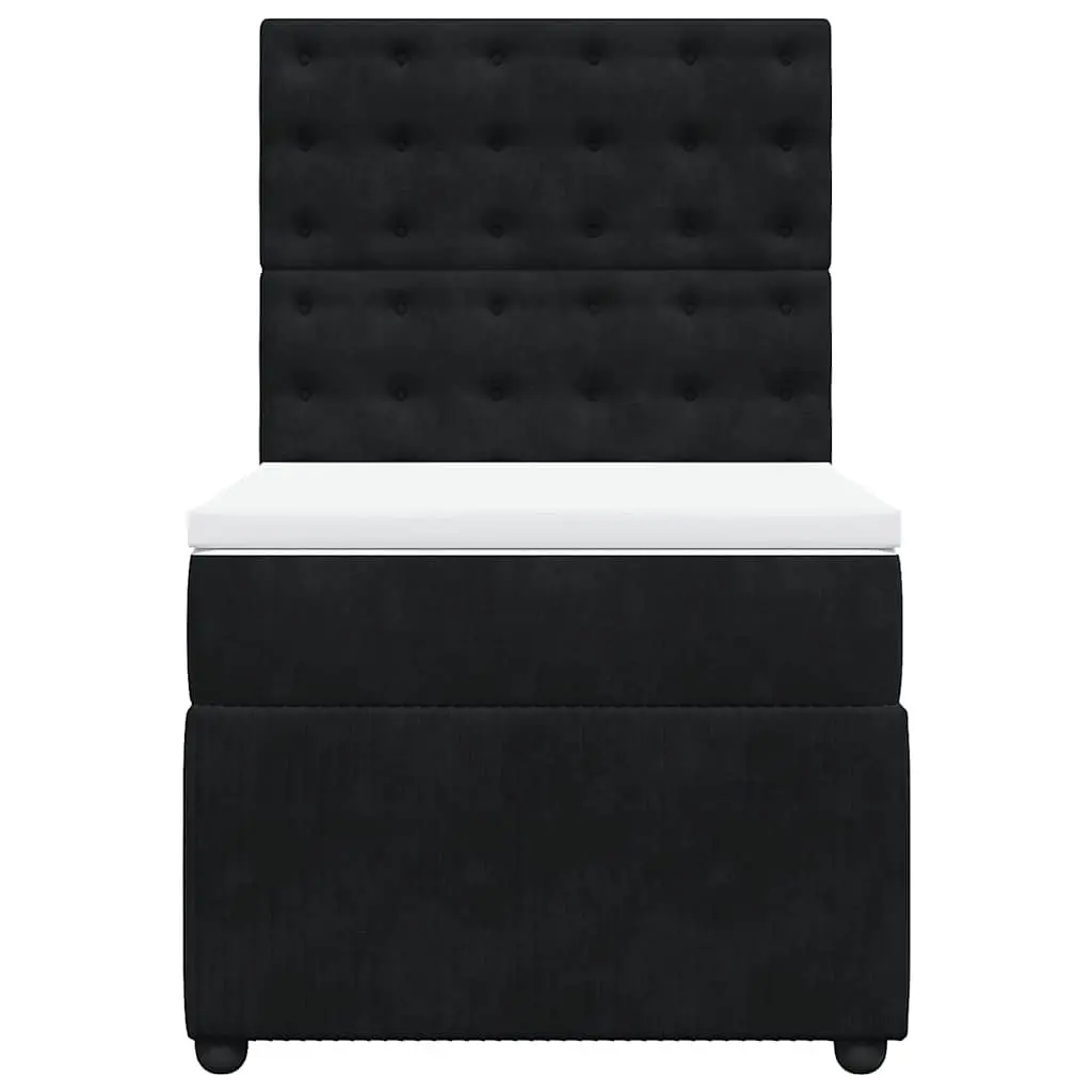 Pocket Spring Mattress Bed with Adjustable Headboard Velvet Frame King Single Black