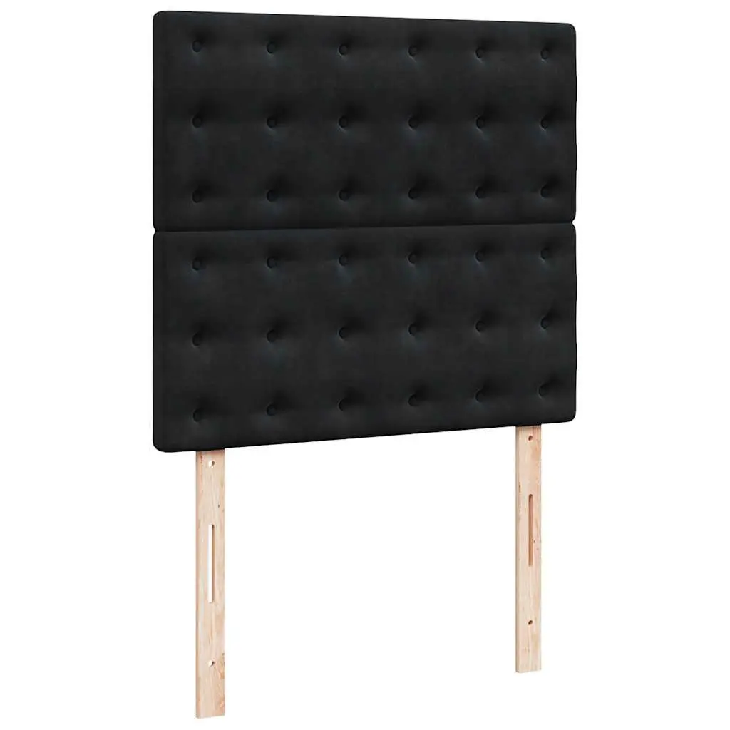 Pocket Spring Mattress Bed with Adjustable Headboard Velvet Frame King Single Black