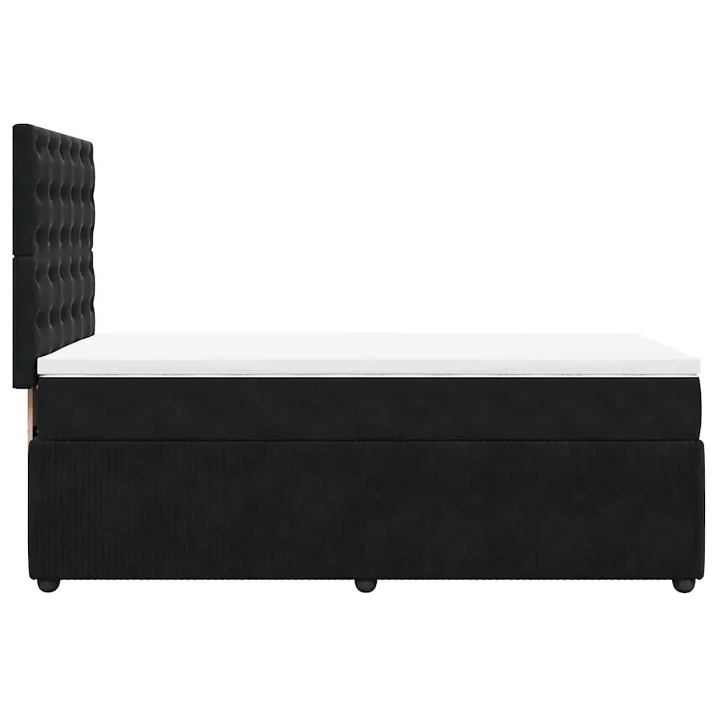 Pocket Spring Mattress Bed with Adjustable Headboard Velvet Frame King Single Black