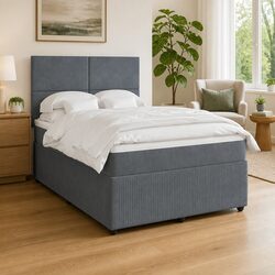 Queen Box Spring Bed with Pocket Mattress in Grey Velvet