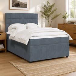 Elegant Queen Box Spring Bed with Adjustable Headboard