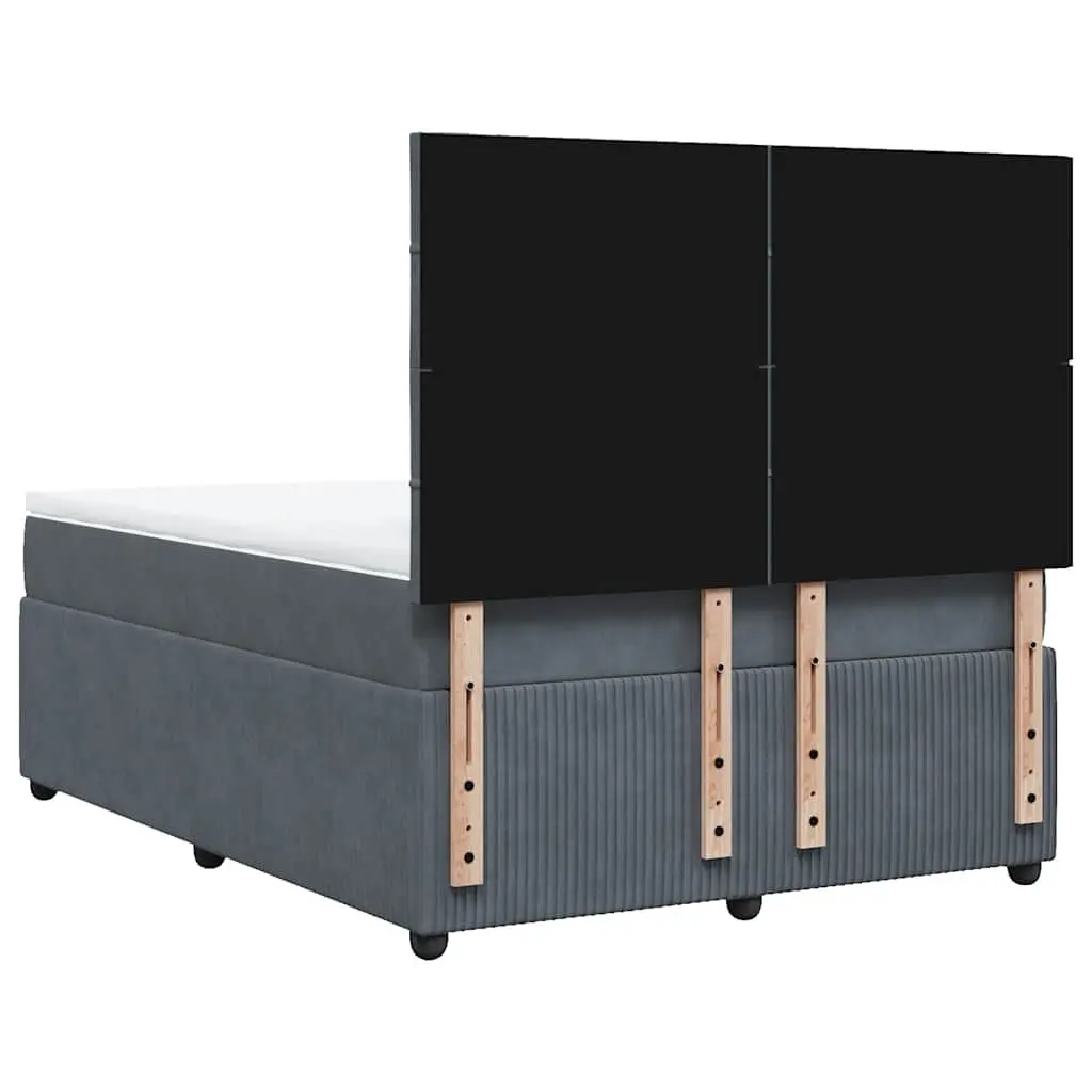 Queen Box Spring Bed Grey Velvet Adjustable Pocket Sprung Mattress