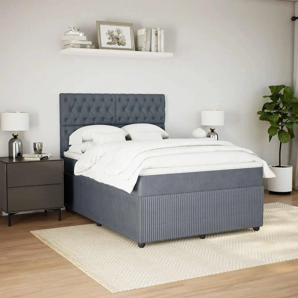 Queen Box Spring Bed Grey Velvet Adjustable Headboard Pocket Spring Mattress