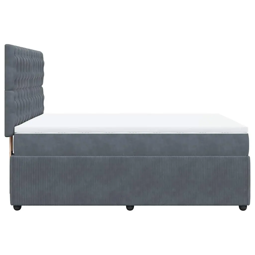 Queen Box Spring Bed Grey Velvet Adjustable Headboard Pocket Spring Mattress