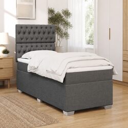 Dark Grey King Single Box Spring Bed with Pocket Mattress
