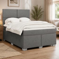 Double Box Spring Bed with Pocket Spring Mattress and LED Lights
