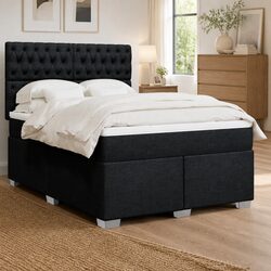 Double Box Spring Bed with Pocket Spring Mattress and LED Lights