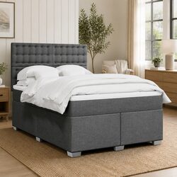 Double Box Spring Bed with Pocket Mattress and LED Headboard