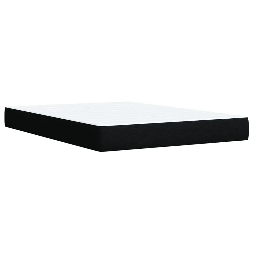Double Box Spring Bed with Pocket Spring Mattress Adjustable LED Lights Black
