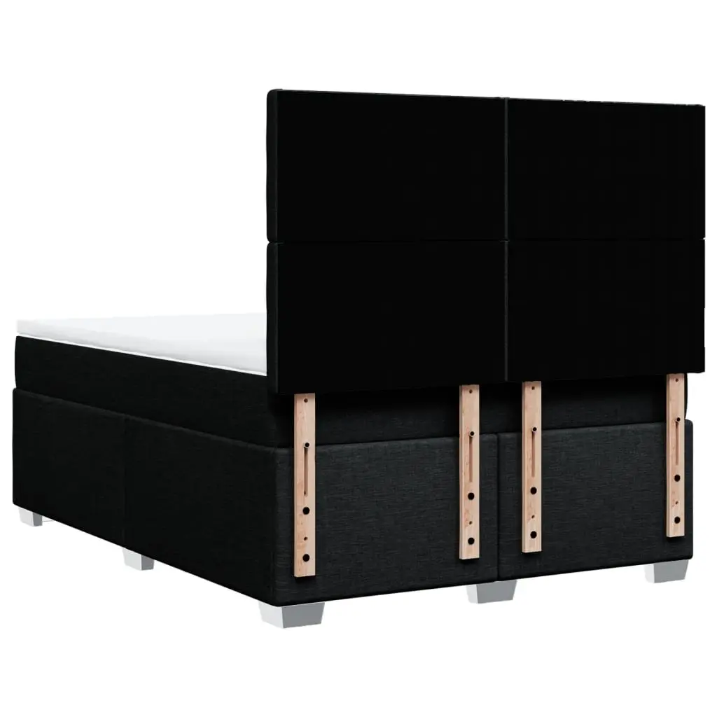 Double Box Spring Bed with Pocket Spring Mattress Adjustable LED Lights Black