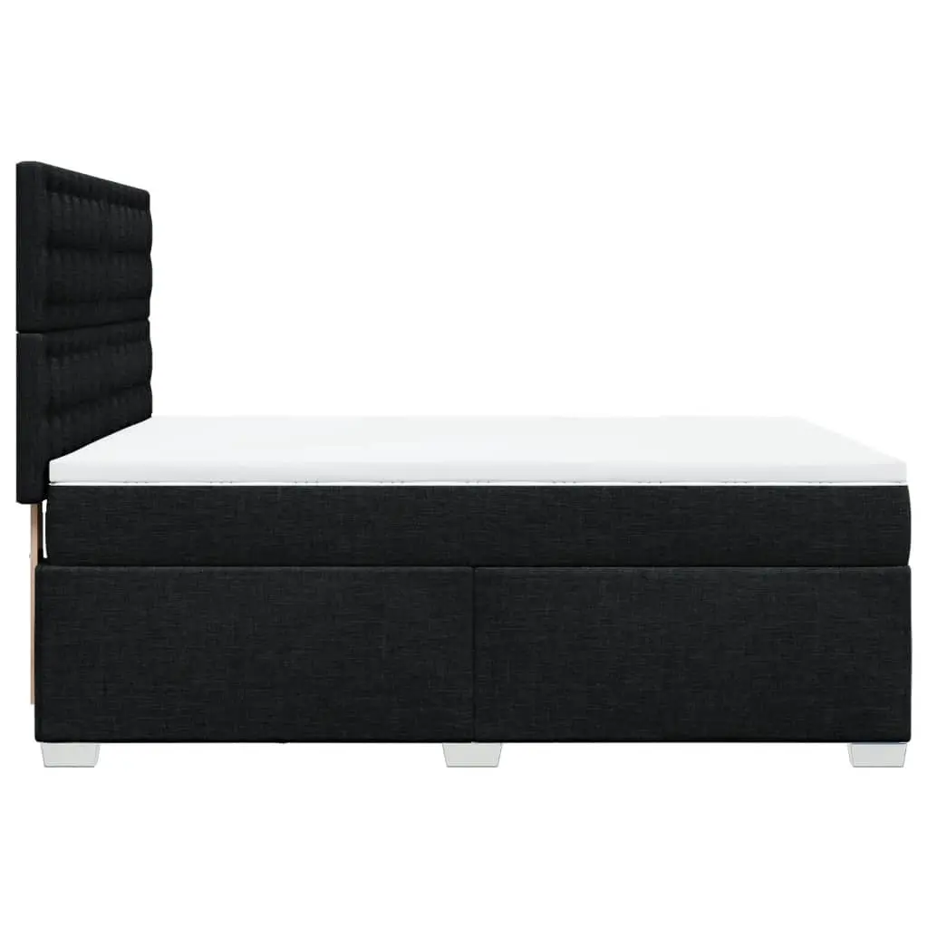 Double Box Spring Bed with Pocket Spring Mattress Adjustable LED Lights Black