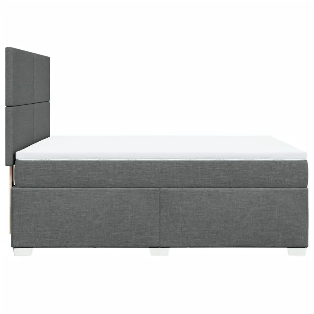 Queen Box Spring Bed Grey Pocket Spring Mattress Adjustable Headboard LED Lights