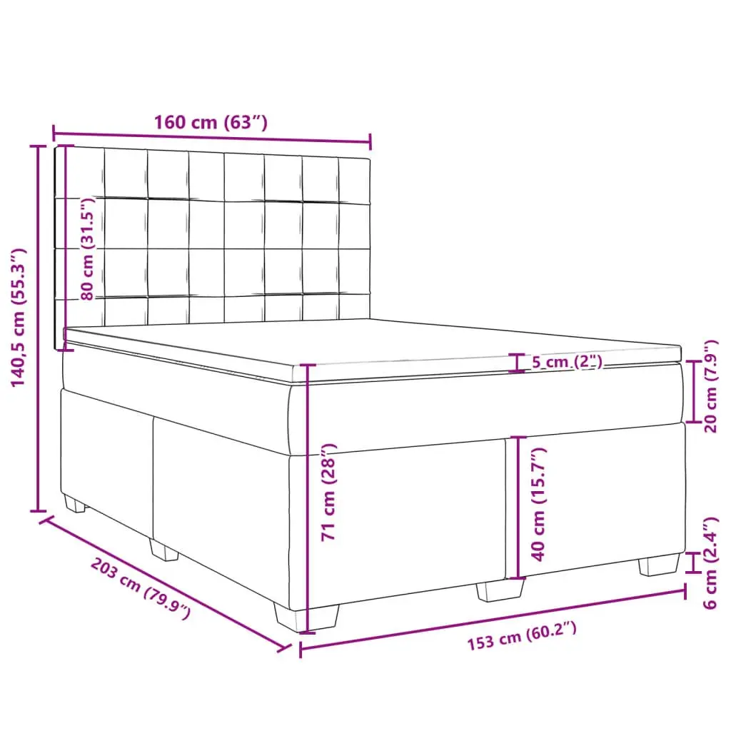 Queen Box Spring Bed Dark Grey Fabric Pocket Spring Mattress Height Adjustable LED Headboard