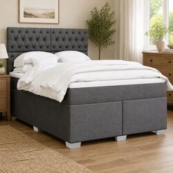Queen Box Spring Bed with Adjustable Headboard and Pocket Mattress