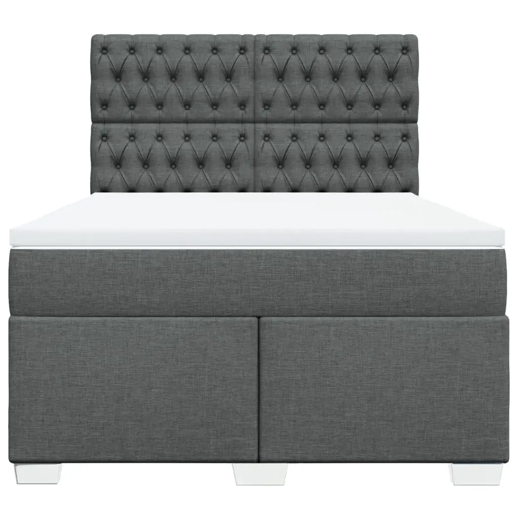 Queen Box Spring Bed with Pocket Spring Mattress Adjustable Headboard Grey