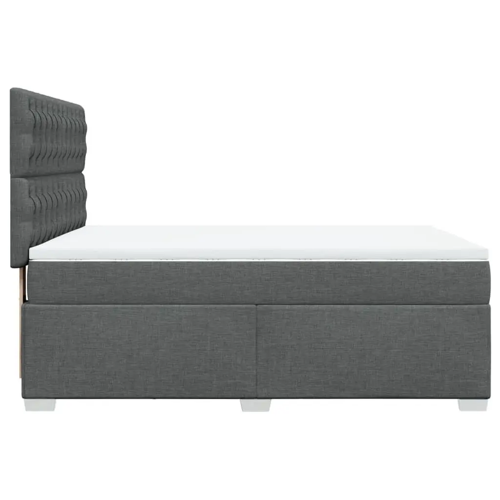 Queen Box Spring Bed with Pocket Spring Mattress Adjustable Headboard Grey