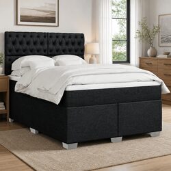 Queen Box Spring Bed with Pocket Spring Mattress and LED Lights