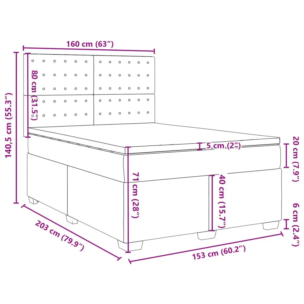 Queen Box Spring Bed with Pocket Spring Mattress Adjustable Headboard LED Light Grey Polyester Fabric