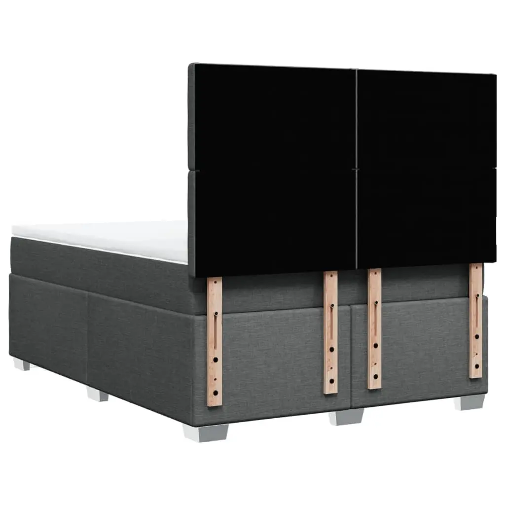 Queen Box Spring Bed with Pocket Spring Mattress Adjustable Headboard LED Light Grey Polyester Fabric