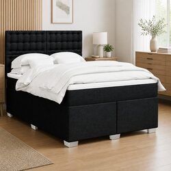 Queen Box Spring Bed with Pocket Spring Mattress and LED Lights