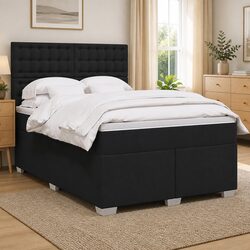 Stylish Double Box Spring Bed with Pocket Mattress and LED Lights