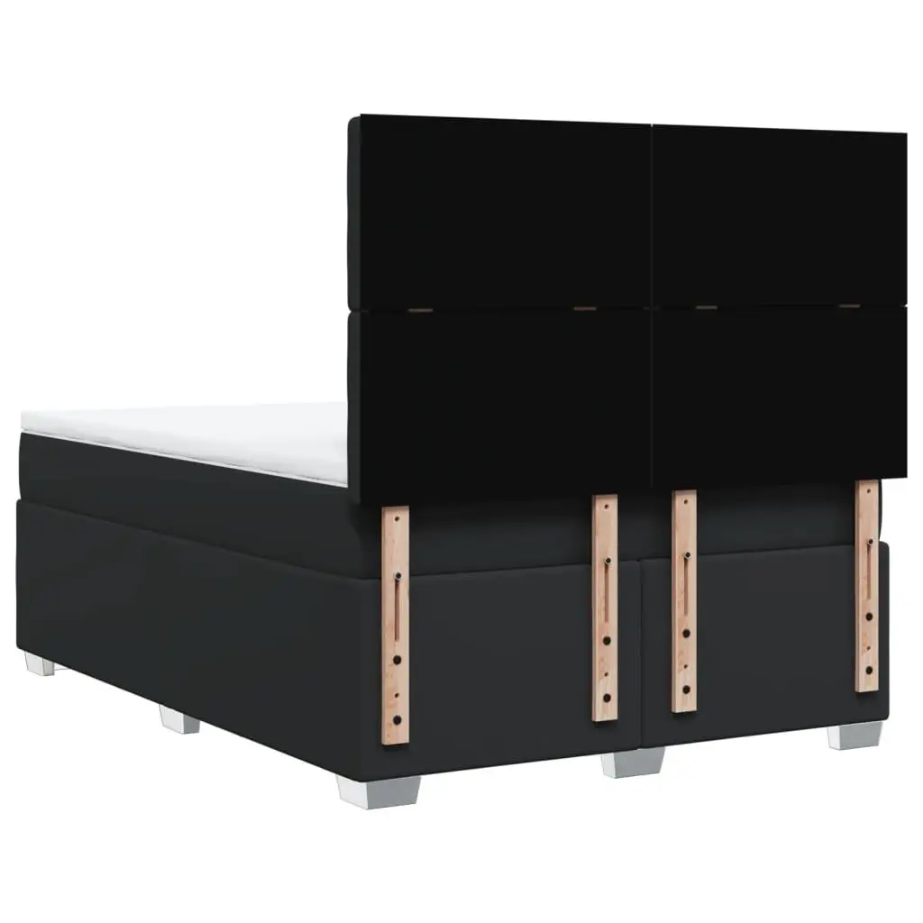 Queen Box Spring Bed Faux Leather Pocket Mattress Height Adjustable with LED Lights