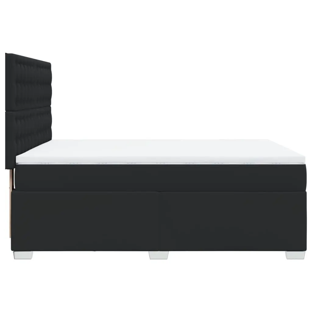 Queen Box Spring Bed Faux Leather Pocket Mattress Height Adjustable with LED Lights
