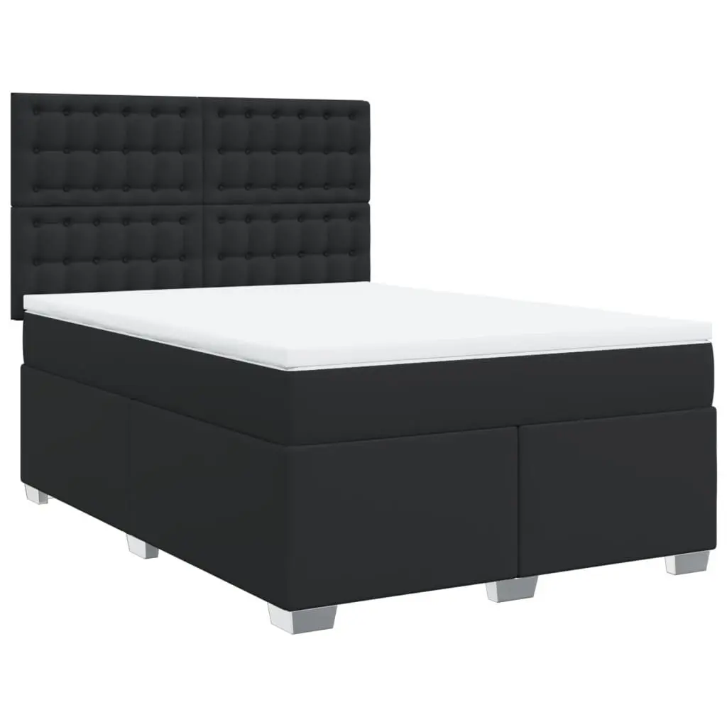 Queen Box Spring Bed Faux Leather Pocket Mattress Height Adjustable with LED Lights