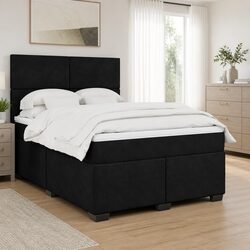 Elegant Box Spring Bed with Pocket Mattress and LED Lights