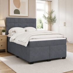 Double Box Spring Bed with Pocket Spring Mattress and LED Lights