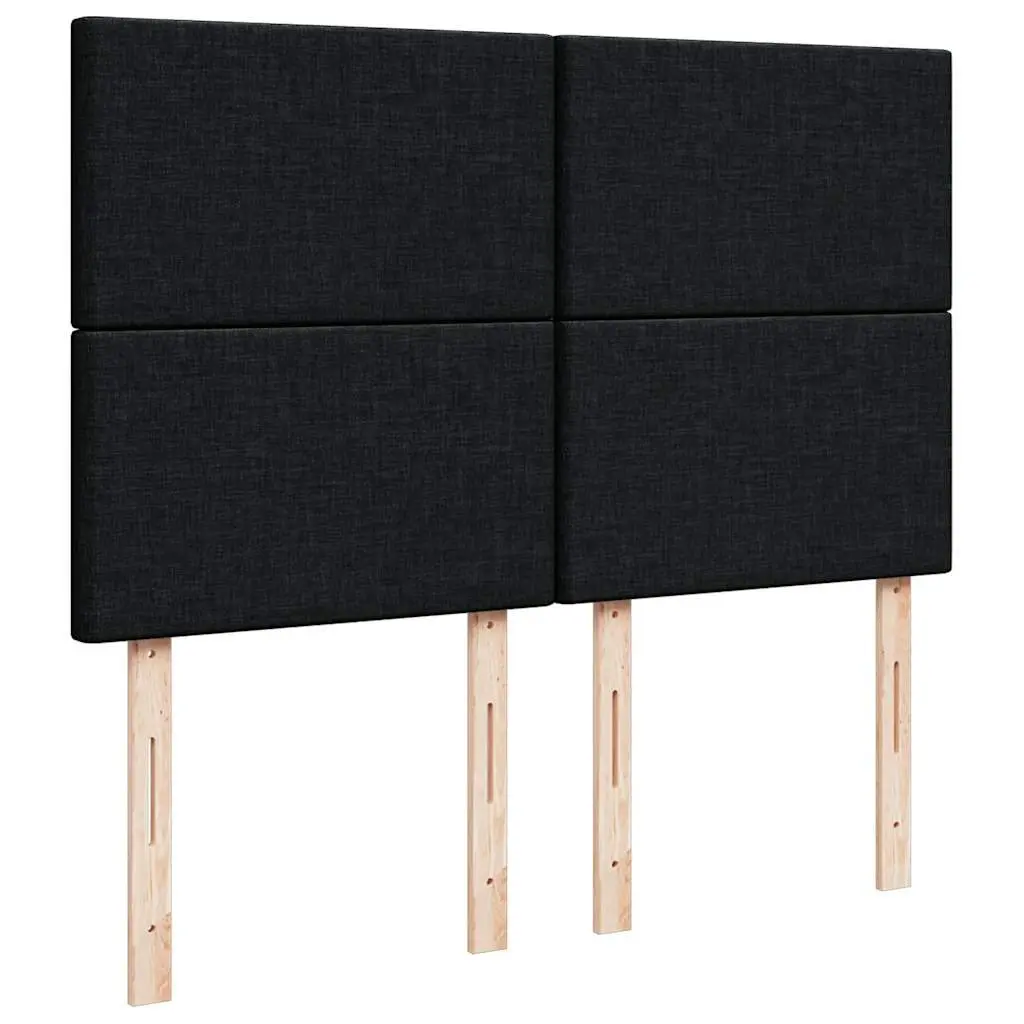 Queen Size Box Spring Bed Black Velvet Bed Frame with LED Headboard and Pocket Spring Mattress