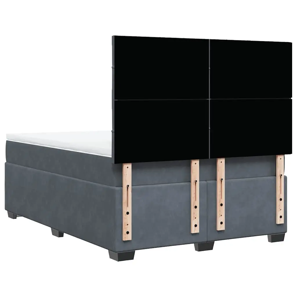 Queen Box Spring Bed with Pocket Spring Mattress Adjustable Headboard Velvet Upholstery