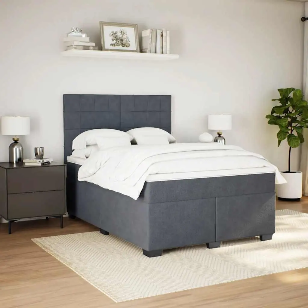 Queen Box Spring Bed with Pocket Spring Mattress Adjustable Headboard Velvet Upholstery