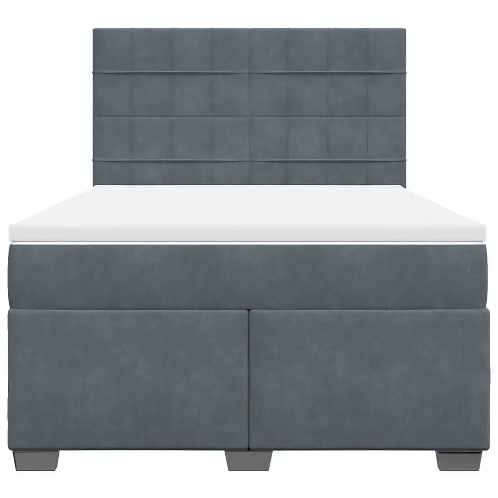 Queen Box Spring Bed with Pocket Spring Mattress Adjustable Headboard Velvet Upholstery