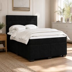 Queen Box Spring Bed with Adjustable Headboard and Mattress