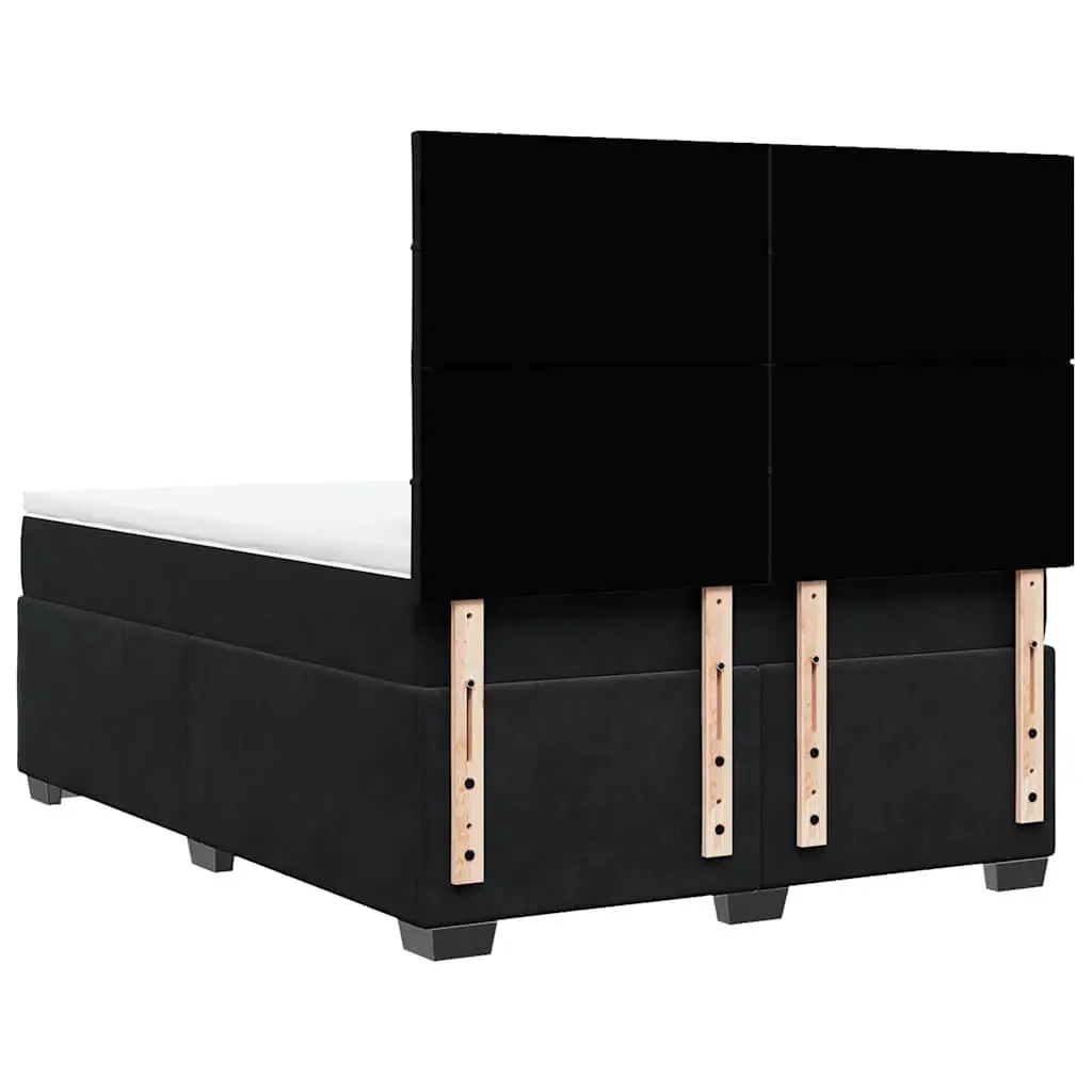 Queen Box Spring Bed with Pocket Spring Mattress Adjustable Headboard Velvet Upholstery LED Lights