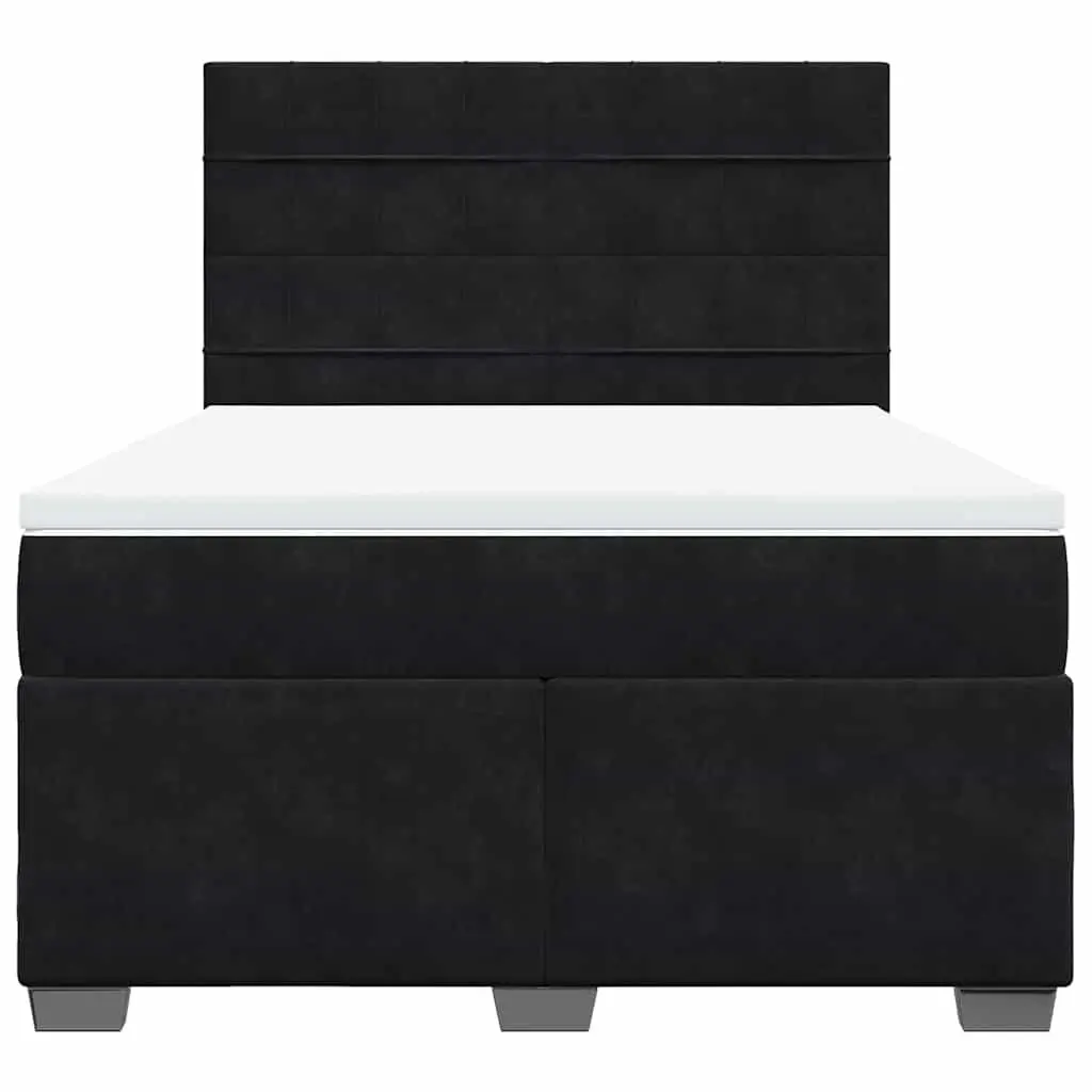 Queen Box Spring Bed with Pocket Spring Mattress Adjustable Headboard Velvet Upholstery LED Lights