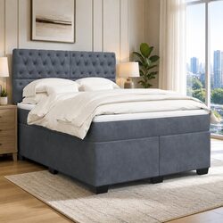 Queen Box Spring Bed with Pocket Sprung Mattress and LED Lights