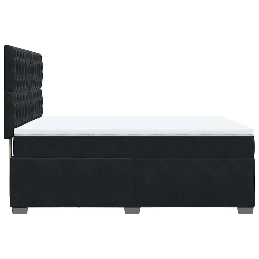 Queen Size Box Spring Bed Black Velvet Fabric Adjustable Headboard Pocket Spring Mattress LED Lights