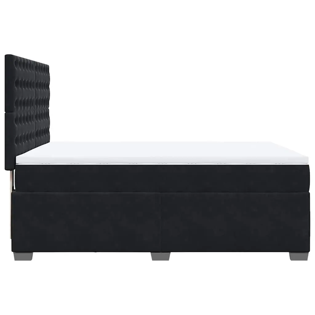 Queen Box Spring Bed Black Velvet Pocket Spring Mattress Adjustable Headboard LED Lights