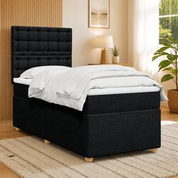 Black Fabric Box Spring Bed with Pocket Spring Mattress