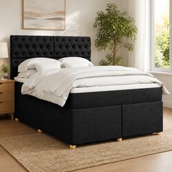 Double Box Spring Bed with Pocket Mattress and LED Headboard