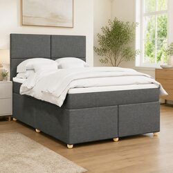 Queen Box Spring Bed with Adjustable Headboard and LED Lights