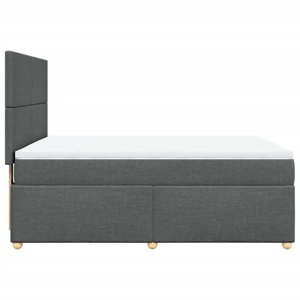 Queen Box Spring Bed with Pocket Spring Mattress Adjustable Headboard Grey