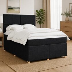 Queen Box Spring Bed with Adjustable Headboard and Pocket Spring Mattress