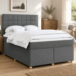 Queen Box Spring Bed with Pocket Spring Mattress and LED Lights