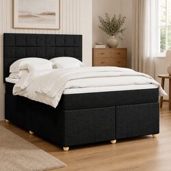 Elegant Queen Box Spring Bed with Adjustable LED Headboard